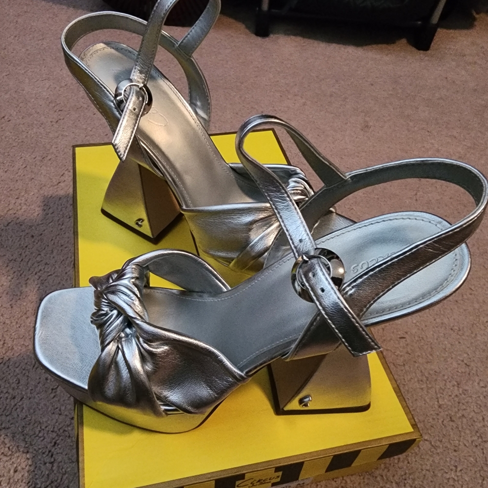 Sam Edelman Silver Sandals with Bow Details